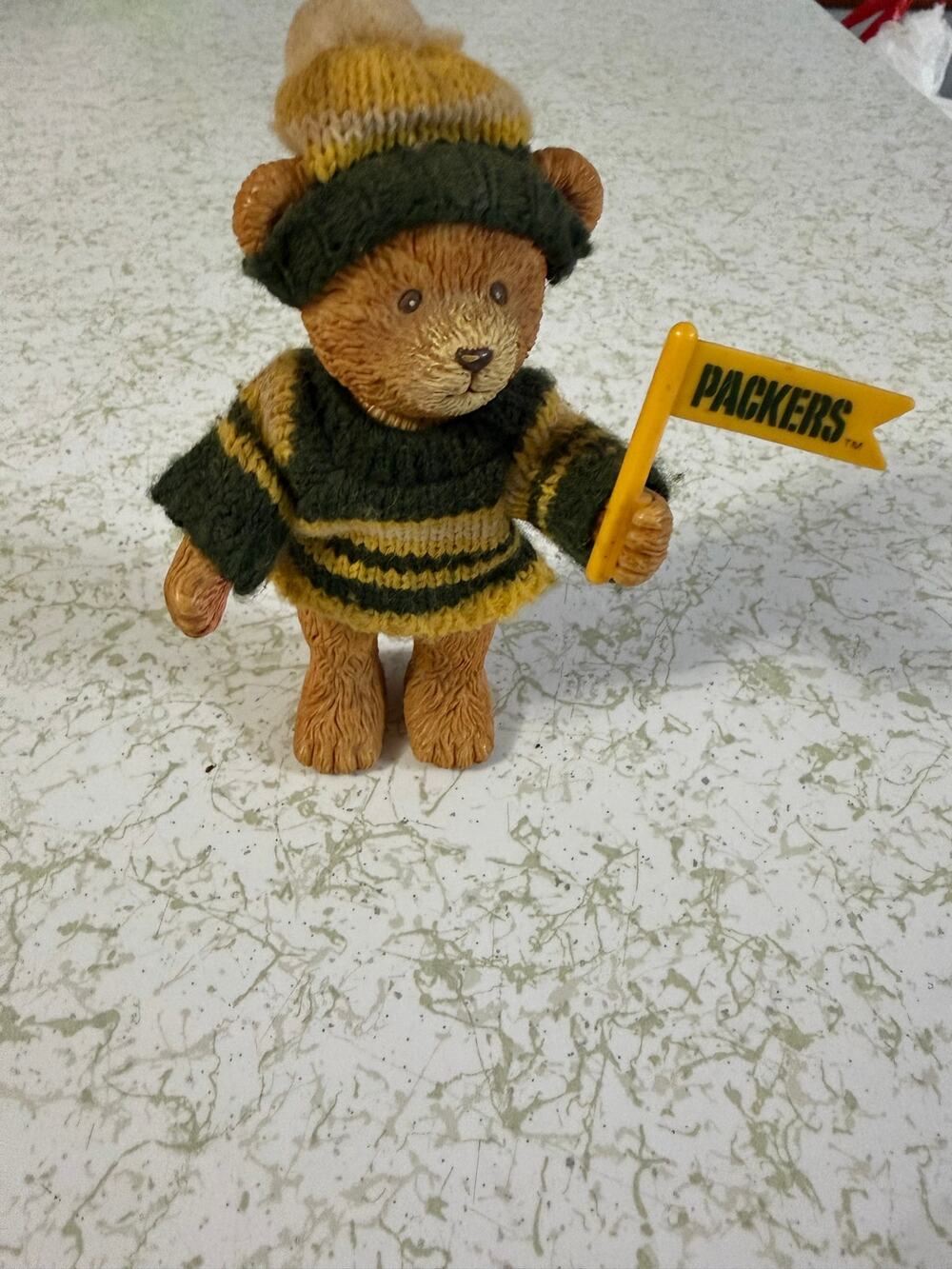 Russ Green Bay Packers Teddy Bear Figurine 1993 Team NFL Flag Football Collectib